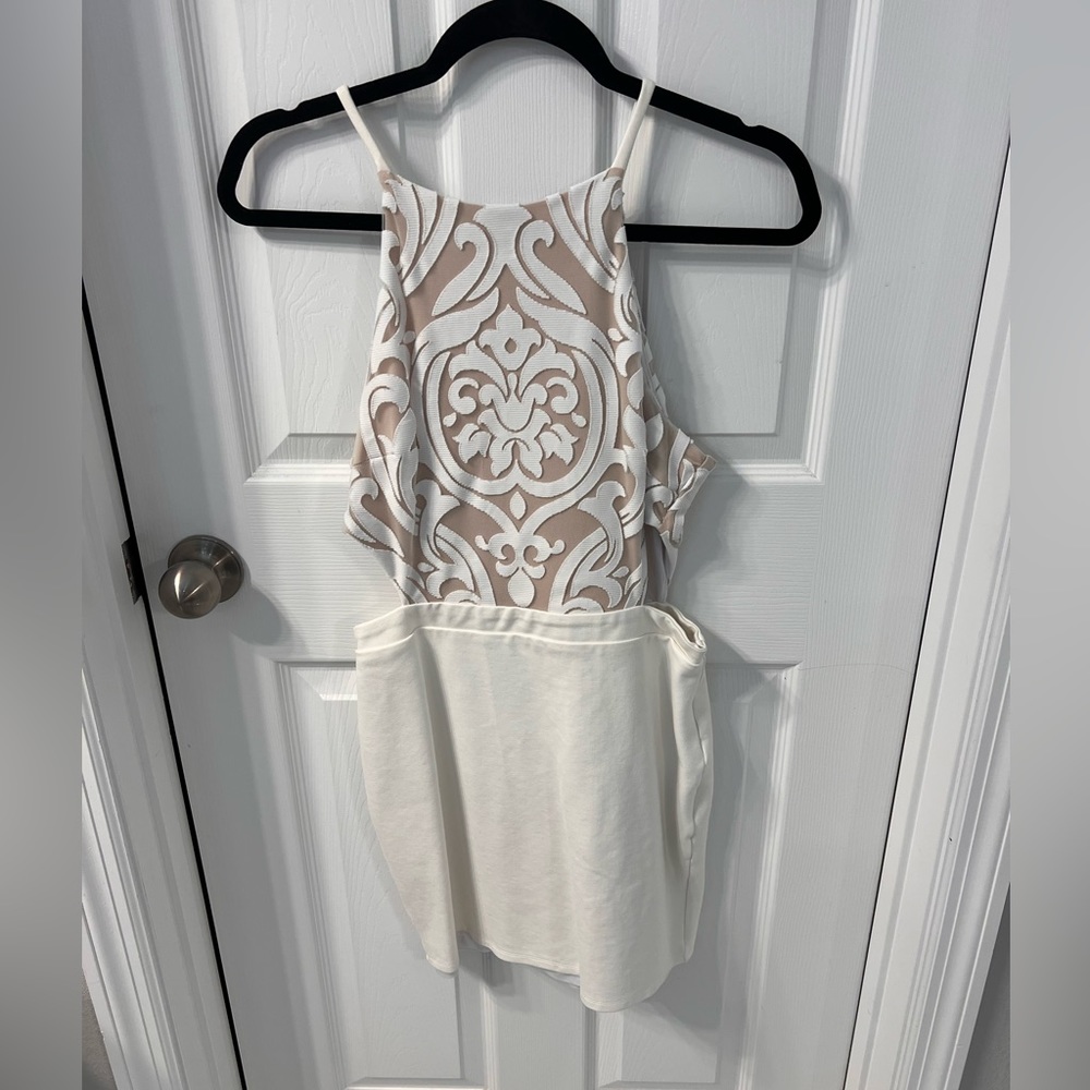 Worn once, great condition white Bebe dress size medium